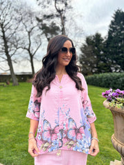 Pink Floral Butterfly Top Reeva
