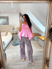 Pink Net Floral Vest Top Daphne