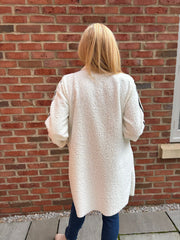 Winter White Boucle Stripe Detail Coat Mia