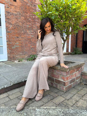 Mocha Textured Long Sleeve Top Corrina