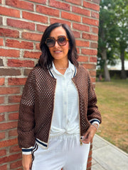 Chocolate Net Crochet Jacket Florence