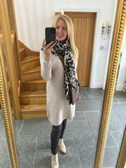 Mocha Chevron Knit Jumper Dress Kelly