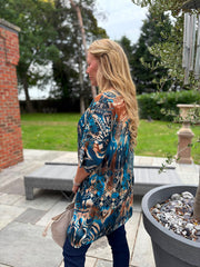 Blue Mixed Print Knit Dress Delilah