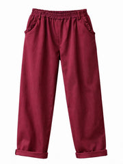 Wine Frill Pocket Trousers Sasha