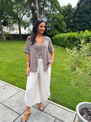 Stone Ruched Drawstring Wide Leg Trousers