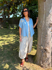 Stone Smocked Waist Hareem Trousers