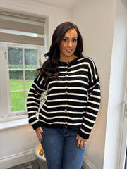 Monochrome Stripe Cardigan Dora