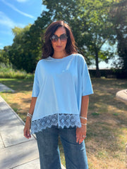 Blue Lace Hem Tee Beryl