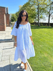 White Broderie Bardot Dress Orla