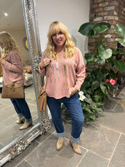 Pink Metallic Lightweight Knit Bella