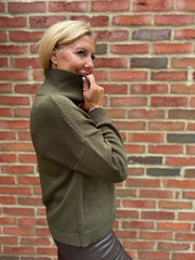 Khaki Open Collar Jumper Rhea