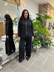 Black Sequin Velour Trim Jacket Trixie