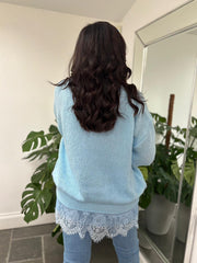 Blue Two Piece V Neck Knit Eileen