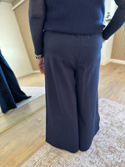 Navy Diamante Wide Leg Trousers Jude
