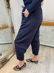 Navy Barrel Leg Jogger