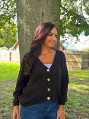 Chocolate Cosy Knit Cardi Sofia