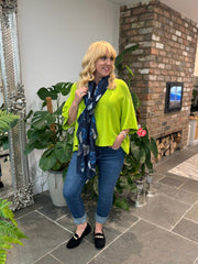 Lime V-Neck Reverse Seam Knit Diana