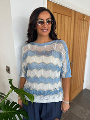 Blue Chevron Stripe Knit Olive