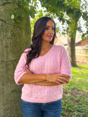 Pink Soft Cable Knit Tammy