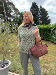 Sage Abstract Pattern Knit Tori