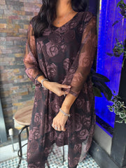 Chocolate Rose Mesh Dress Natalie