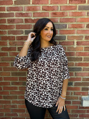Chocolate Geometric Print Top Ayla