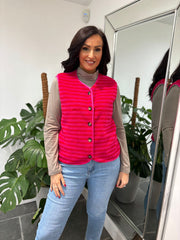 Lipstick & Red Stripe Fleece Gilet