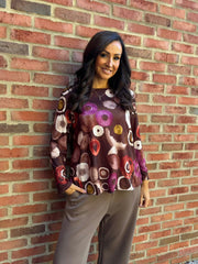 Chocolate Circle Print Top Raya