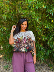 Black Leopard Floral Top Sasha