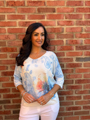 Blue Paisley Floral Knit June