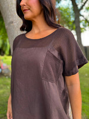 Chocolate Mesh Detail Top Parker