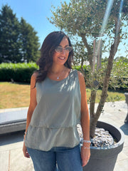 Khaki Layered Sleeveless Top Kaitlyn