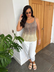 Mocha Lurex Chevron Knit Vest Tina
