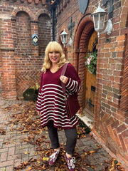 Wine Stripe Knitted Jumper Anne