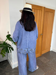 Denim Leopard Trim Co-Ord Theodora