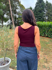Wine Smooth Double Layered Vest Saylor