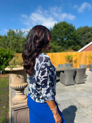 Navy Bold Leopard Knit Top Dawn