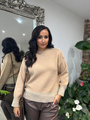 Mocha Embellished Shoulder Knit Maddie