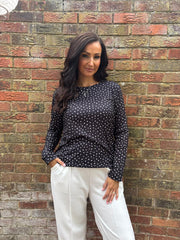 Black Polka Dot Super Soft Round Neck