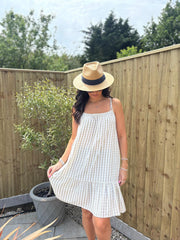 Stone Gingham Sun Dress Lauren