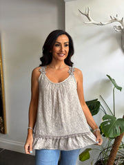 Mocha Floral Strap Vest Top Lexa