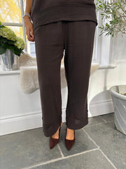 Chocolate Bubble Cotton Trouser Set Hayley