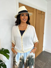 White Gold Trim Stripe Jacket Beatrice
