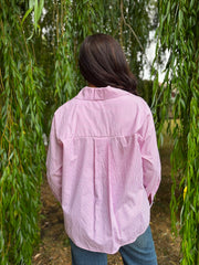 Pink Lace Detail Striped Shirt Rosie