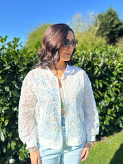 White Applique Sequin Bomber Suzy