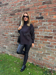 Black Quilted Roll Neck Knit Amy