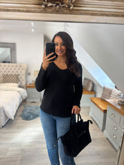 Black Embellished Soft Knit Francine