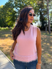 Pink Fluffy Hem Knitted Tank Gina