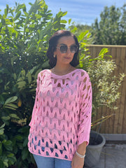 Pink Wave Open Knit Jumper Marian