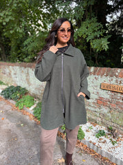Khaki Stud Detail Coat Meredith